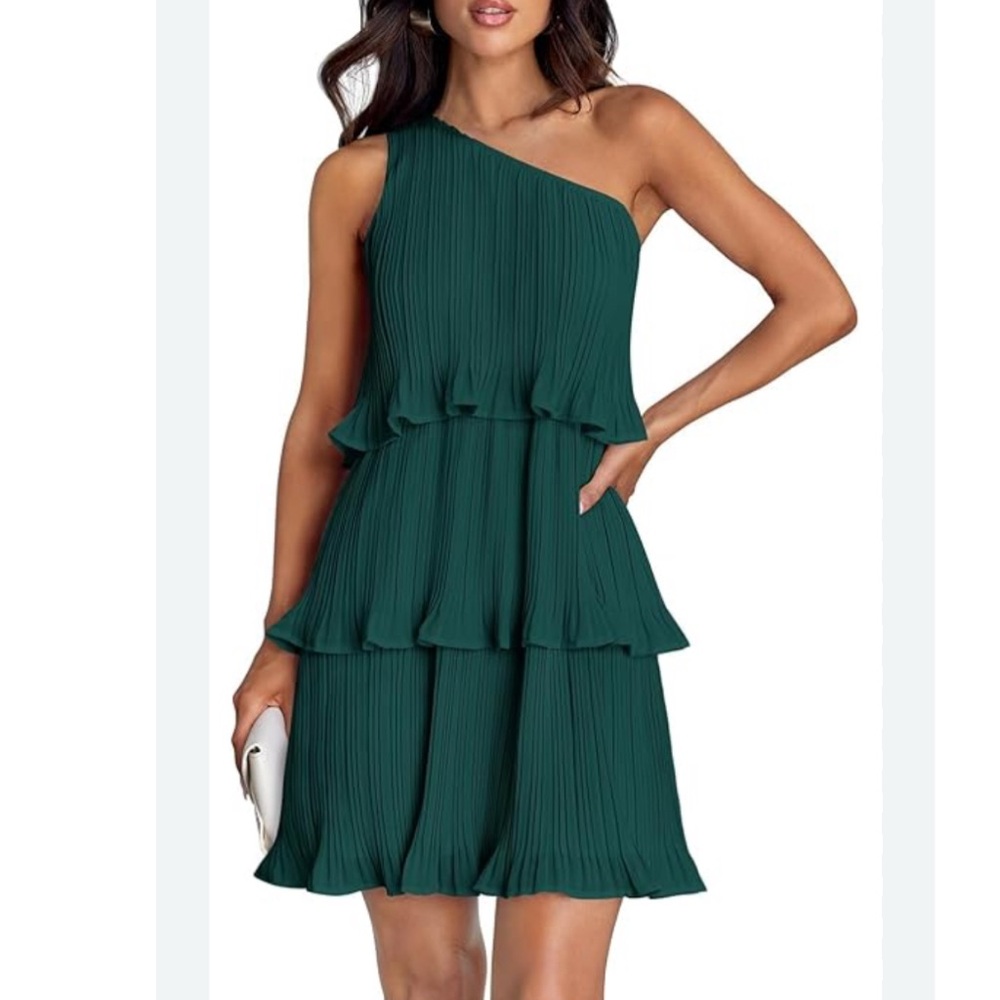 Chic One Shoulder Teal Dress